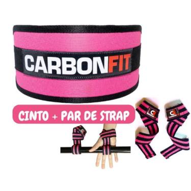 Imagem de Cinturão Cinto e strap fita kit musculação cinto de Fivela e Par de St
