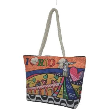 Imagem de Bolsa Sacola Feminina Souvenir Rio de Janeiro Cristo Redentor - Fecho 