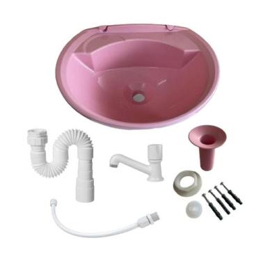 Imagem de Cuba Lavatorio Pia Economica Kit Rosa Completa P/ Banheiros E Mais - A