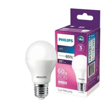 Imagem de Kit 12 Lampadas Led Bulbo 9W 806Lm Bivolt 4000k Philips, 127/220V, BRA