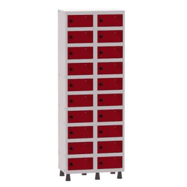 Imagem de Armário Porta Objetos de Aço 2 Vãos 20 Portas Pitão Pandin 1,90 m Cinz