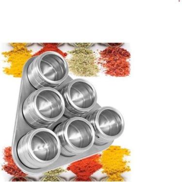 Imagem de Porta temperos e condimentos inox conjuto  6 peças - Utimix Importador