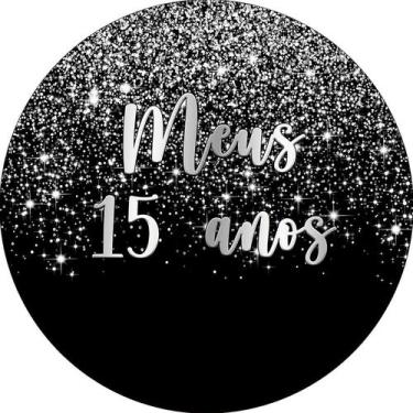 Imagem de Painel De Festa Redondo 1,50x1,50 - Efeito Glitter Prata 15 Anos 023 -