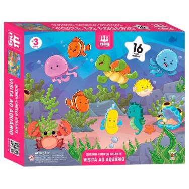 Imagem de Puzzle Quebra Cabeça Infantil Gigante Peixes Visita Ao Aquário Em Made