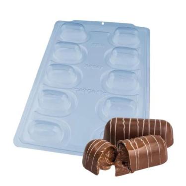 Imagem de Forma De Acetato Mini Trufa Alongada Com 3 Partes Silicone Chocolate B