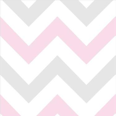 Imagem de Papel De Parede Chevron Baby Rosa E Cinza - 3,00x0,50m - DEKAL DECOR