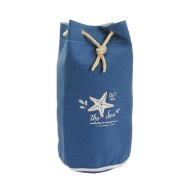 Imagem de Saco Decorativo em Lona Azul Detalhes Marinhos - LUXdécor