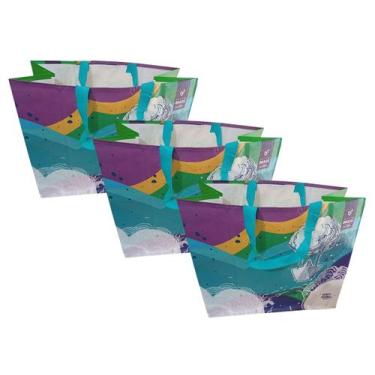 Imagem de 3 Sacolas de Ráfia Retornável Grande 39x44x22cm Barco B4u