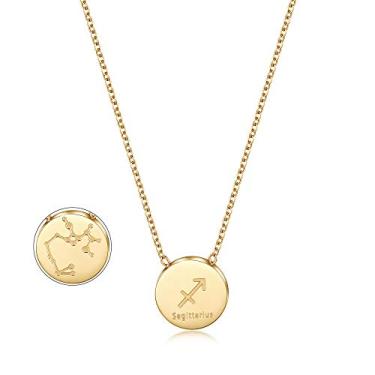 Imagem de WISTIC Colares de constelações de horóscopo dourado, brilhante, redondo, signo do zodíaco, corrente de letras para mulheres, capricórnio, áries, libra, virgem, aquário, gêmeos, câncer, peixes,