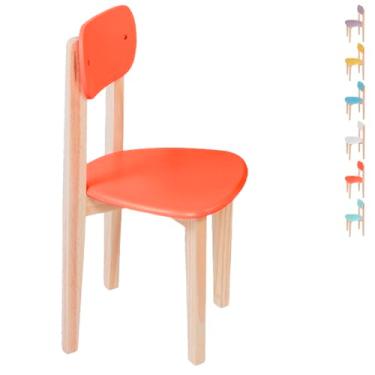 Imagem de Cadeira Infantil de Madeira, Design Seguro, Confortável, Estrutura Robusta (Laranja)