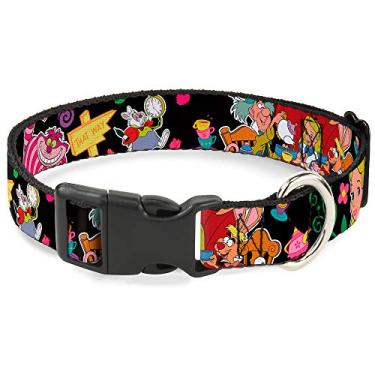 Imagem de Buckle-Down Coleira com clipe de plástico – Alice's Encounters in Wonderland – 3,8 cm de largura – Serve para pescoços de 33 a 45,7 cm – Pequena