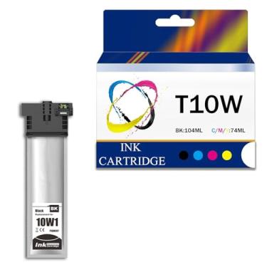 Imagem de Cartuchos de tinta T10W de alta capacidade T10W100 T10W200 T10W300 T10W400 Conjunto de tinta de reposição para impressora EPSON WorkPorce Pro WF-C5390 WF-C5890, com chip, preto-1 pacote