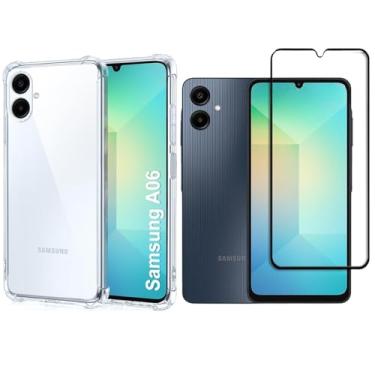 Imagem de Kit Capa Capinha Para Samsung Galaxy A06 Case Air Anti Impacto Transparente + Pel�cula De Vidro Temperado (Case + Prote��o 3d)