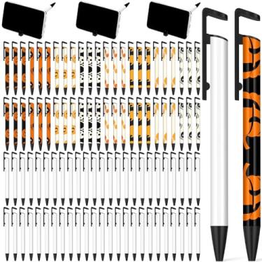 Imagem de Canetas de sublimação em branco caneta esferográfica de sublimação com envoltório retrátil caneta de alumínio branco clipe personalizado suprimentos escolares para o Natal faça você mesmo escritório escola materiais de papelaria (conjunto com 100)