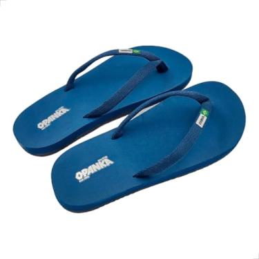 Imagem de Chinelo Opanka Tradicional Sandália Dedo Tratorada Casual OP 100 Conforto Macio Original Masculino Maciez Em Praia (Azul, BR, Adulto, Faixa Numérico, 43, 44)