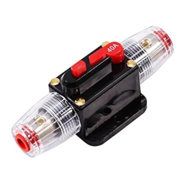 Imagem de ANJOSHI Porta-fusíveis 40amp 20A 30A 50A 60A 80A 100A 150A Disjuntor em linha para áudio de carro e Amps Proteção contra sobrecarga Reset Fusível 12V-24V DC Fusíveis de substituição