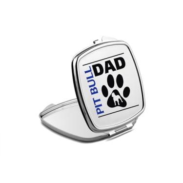 Imagem de SpreadPassion Espelho compacto Pit Bull Dad, espelho fotográfico de pai, espelho de maquiagem de viagem pequeno espelho portátil, espelho de bolso portátil, ideia de aniversário (1, quadrado)