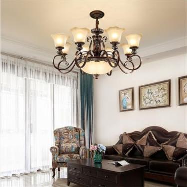 Imagem de Europeu Luxo Sala de Estar Lâmpada Pendente Americano Retro Restaurante Quarto Villa Hotel Roupa Salão de Beleza Café Lustre (E 8 luzes)