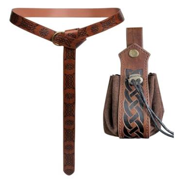 Imagem de Bolsa de cinto bolsa de cintura pochete medieval vintage bolsa de couro suporte para celular coldre cinto bolsa bolso casual caminhada festival renascentista fantasia adereços carteira viagem, Conjuntos, marrom, One_Size, Renascimento