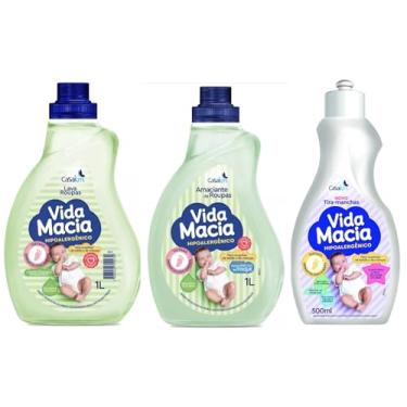 Imagem de NOVIDADE Kit Bebê Vida Macia Erva Doce. Lava Roupa 1L, Amaciante 1L e Tira Manchas 500ml.