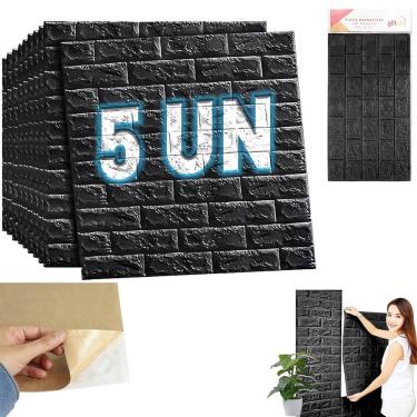 Imagem de Kit 5 Placas Decorativa Papel De Parede 3D Tijolinho A Prova Dagua Sala Quarto Cozinha