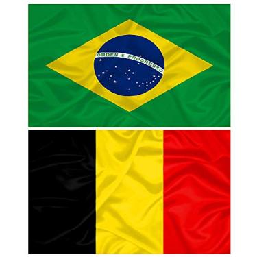 Imagem de Bandeira da Bélgica + do Brasil 145cm x 90cm da Marca Minha Bandeira - Dupla Face