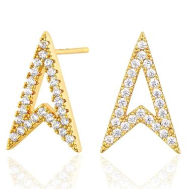 Imagem de BENEIGE Brincos de ouro delicados para mulheres banhados a ouro 14 K argola pendurada cobra olho turco borboleta cruz coração orelha brincos hipoalergênico minimalista joia presente para mulheres, Latão, Zircônia cúbica