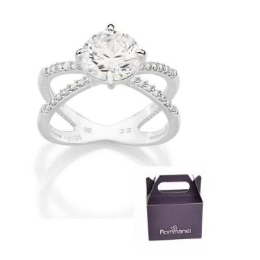 Imagem de Anel Solitário Aro Duplo Prata925 e Zircônia Rommanel 810340, 16, Prat