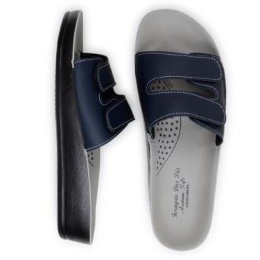 Imagem de Sandalia Chinelo Feminino Ortopédico  Confortavel Terapia dos Pés, Azu