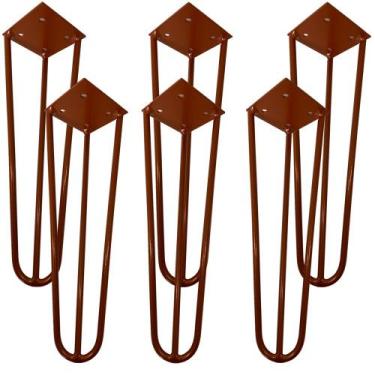 Imagem de Kit 06 Pés de Ferro Aço Hairpin Legs 30 cm Bronze A01 Sofá Móveis Mesa