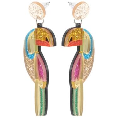 Imagem de 1 Par Brincos De Papagaio Brinco De Borla Brinco Boho Brincos De Pássaro Para Amante De Pássaros Brincos De Gota Brinco Feminino Acrílico Mãe Pendurar Protetores De Ouvido