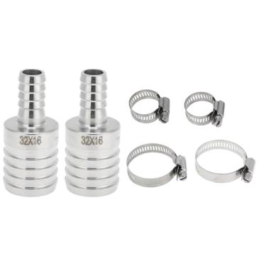 Imagem de Hihaha Acessórios de mangueira de aço inoxidável para mangueira de 1,3 x 5/20.3 cm redutor de emenda para ar, água, óleo, gás, combustível, 2 peças, tom prateado