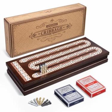 Imagem de Conjunto de jogos de tabuleiro Cribbage AMEROUS Wooden com fechadura m