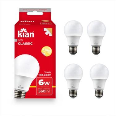 Imagem de Lâmpada Superled Bulbo 12w 6500k Bivolt Branca Kit C/ 4 - Kian, Branco