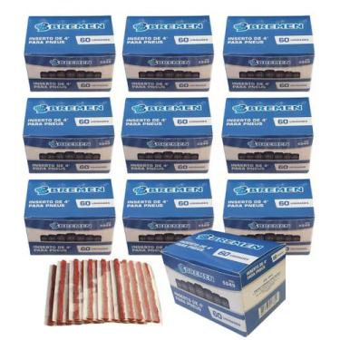 Imagem de KIt 10 Refil Remendo Carro Pneu S/Câm Macarrão 60 Pçs Bremen