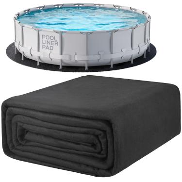 Imagem de POOLHACKER Forro de piscina de 21 m, forros redondos para piscinas acima do solo, material geotêxtil durável, fácil de instalar, prolonga a vida útil da linha, enchimento embaixo da piscina