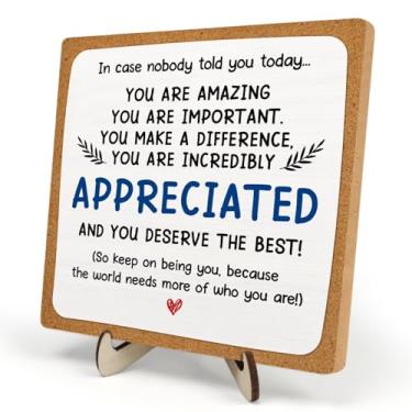 Imagem de Thank You Gifts for Women Men Office Motivational Quote Signs, Inspirational Wood Plaque Desk Decor, In Case Nobody Told You Today Placa Placa de Mesa Home Office Decoração de Prateleira, 15 x 15 cm