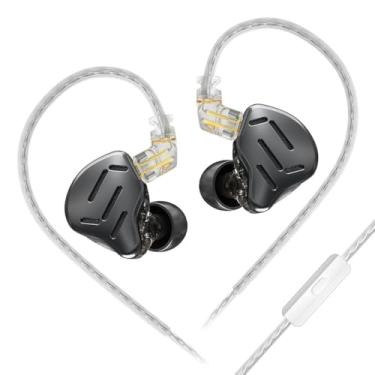 Imagem de Fone de ouvido KZ Zax intra-auricular, 16 unidades HiFi com redução de ruído híbrido IEM de condução híbrida, fones de ouvido de liga de zinco com cabo destacável banhado a prata (Zax-Black, com