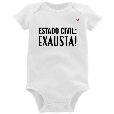 Imagem de Body Bebê Estado civil: Exausta! - Foca na Moda, Branco, GG