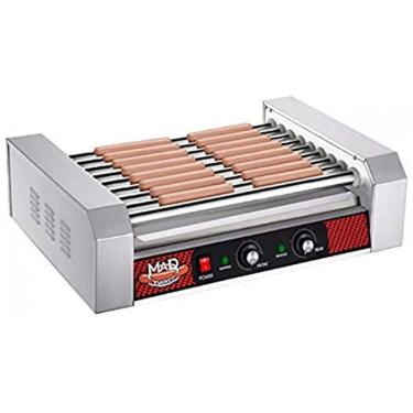 Imagem de Máquina de Salsicha Profissional em Aço Inoxidável até 24 Unidades, 1800W, 110v, GRETA NORTHERN POPCORN COMPANY Hot Dog Grill, Cinza