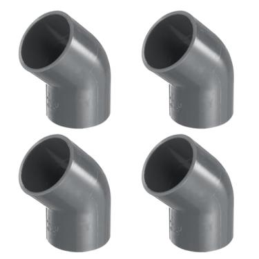 Imagem de HARFINGTON 4 peças de encaixes de tubulação de cotovelo de 45 graus 1 4/7 polegadas 2 vias PVC grau móveis canto conector ângulo cotovelo tomada lateral para esgoto encanamento tubo de drenagem
