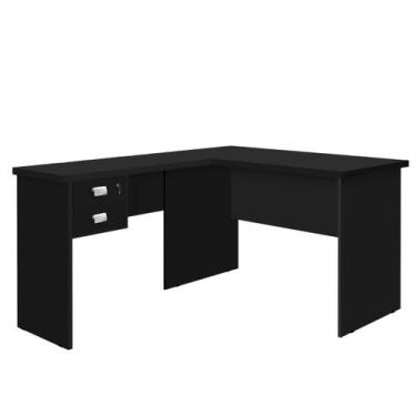 Imagem de Escrivaninha Em L Para Escritório Duas Gavetas e Uma Chave Tauros - J&