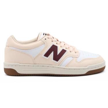 Imagem de Tênis New Balance 480 Low Masculino, 36, Rosa, Vinho
