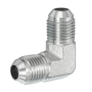 Imagem de PATIKIL Conectores hexagonais redutores adaptador de tubo 9/40.6 cm macho 37° Flare JIC x 9/40.6 cm BSPT macho 90° adaptador, adaptador de bocal redutor de encaixe de tubulação, encaixe hidráulico de