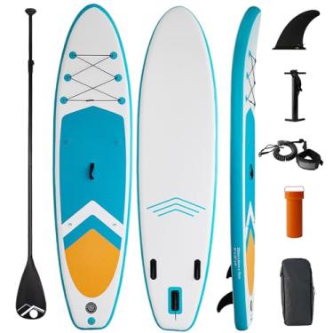 Imagem de Prancha de Stand Up Paddle inflável com acessórios para prancha de SUP, ampla e estável,Deck antiderrapante,com remo, nadadeiras, bomba,tira de tornozelo,mochila, adequada para adultos e adolescentes