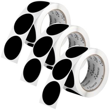 Imagem de Perco Etiquetas adesivas redondas pretas de 5 cm - Pacote com vários rolos (3 rolos, 500 etiquetas cada) - Adesivo permanente, cores vibrantes, fixação forte - perfurado para uso fácil - Feito nos EUA