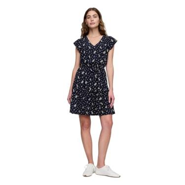 Imagem de GAP Minivestido feminino com cintura amarrada, Floral azul, GG