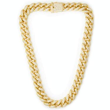 Imagem de TRIPOD JEWELRY Colar ou pulseira hip hop 12 mm 10 mm ouro branco verdadeiro/ouro 18K banhado a ouro rosa gelado Miami Cuban Link corrente ou pulseira diamante CZ gargantilha para homens e mulheres