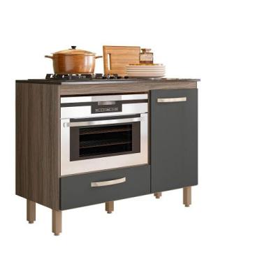Imagem de Balcão P/ Cooktop E Forno Cozinha 1 Gaveta 1 Porta Fit - Nicioli, Carv
