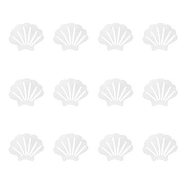 Imagem de lasenersm 12 peças adesivos antiderrapantes para banheira adesivos de chuveiro tiras de banheiro tapete antiderrapante em forma de concha de mar tiras de piso de segurança para pisos de banheiro, piscinas, escadas, branco